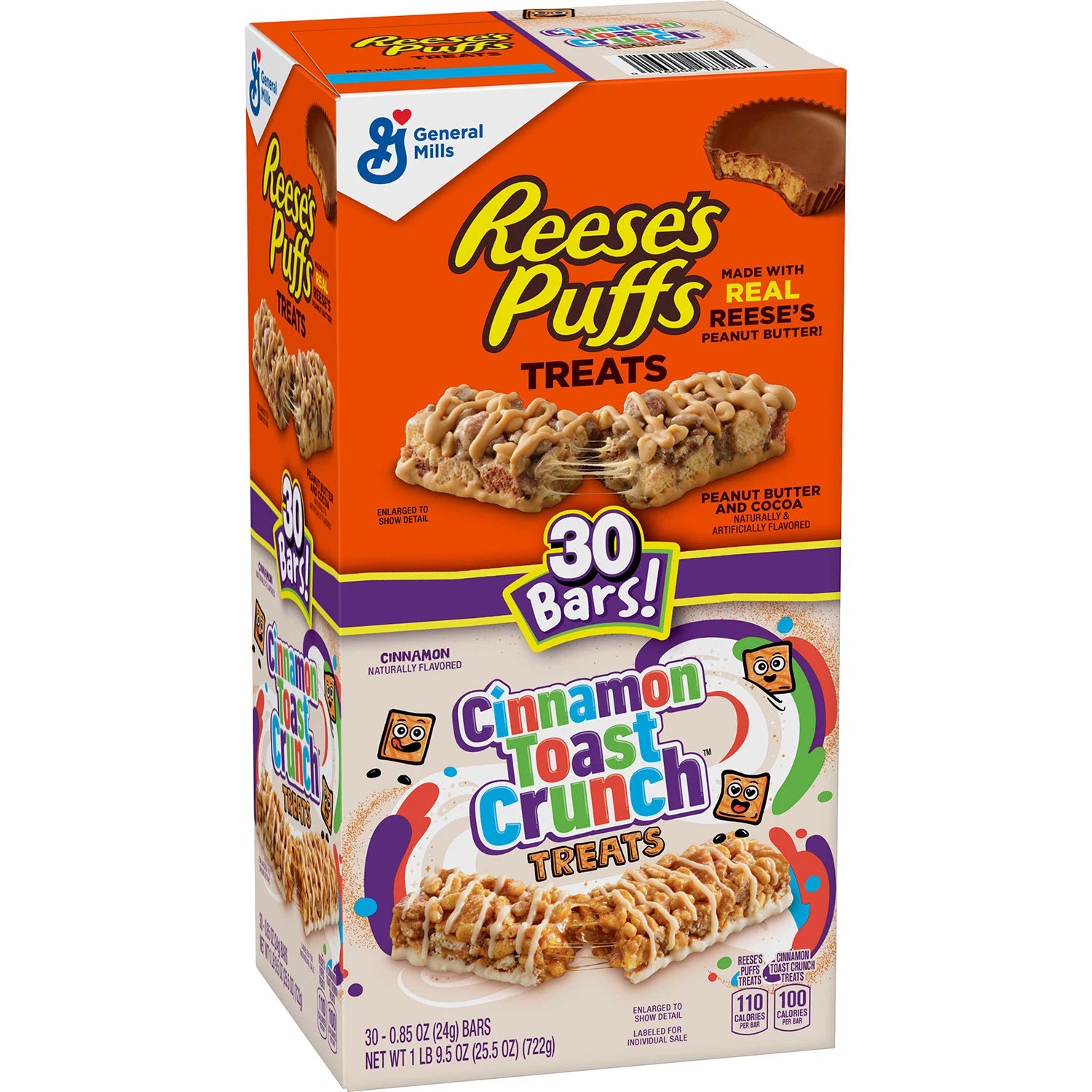 Reese's Puffs & Cinnamon Toast Crunch Cereal Bar Treats, 30 ea - OTC ...